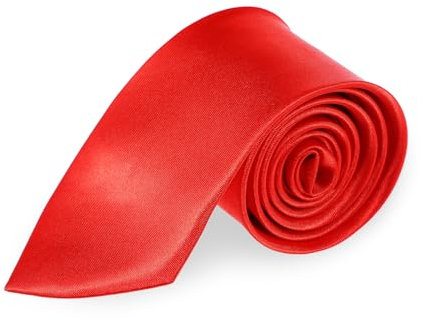 JIEYAO Krawatte Herren, Schmale Krawatten 8cm Solide Satin Tie Elegante Krawatte Für Männer Klassische Formelle Krawatte Für Hochzeit Party Business Büro Einfarbig (Rot)