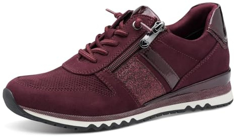 Marco Tozzi Damen Sneaker flach mit Reißverschluss Sportlich, Rot (Mulberry Comb), 38 EU