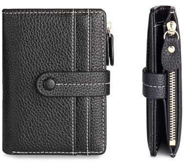 MOSOSA Damen Geldbeutel Klein mit RFID Blockierung, Geldbörse Damen aus Glattem und Weichem Synthetisches Leder, Geldtasche klein Damen mit Große Kapazität mit Vielen Fächern,Schwarz