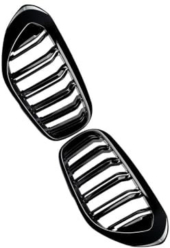 MLTLKPPVNG Frontgrill Schwarz Glänzend Racing Grilles Doppellamellen Haubengrill Für G30 G31 530i 540i 550i M5 2017 2018 2019 2020 Nieren Kühlergrill(Schwarz glänzend)