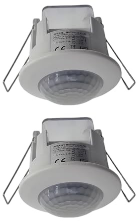 Clearhill PIR Motion Sensor 2 PCS, Ceiling Mount, Embedded Infrared Motion Detector, Occupancy Sensor, 360° Detection, 240V, Adjustable Timer and Sensitivity, Suitable for LED, Range up to 6m