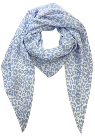 irisaa Schal Damen Leopard, weiche Deckenschal mit Leo Muster, dreieckstuch Halstuch mit 100% Cotton, Made in Italy, Schal Farben 2020:Hell Blau