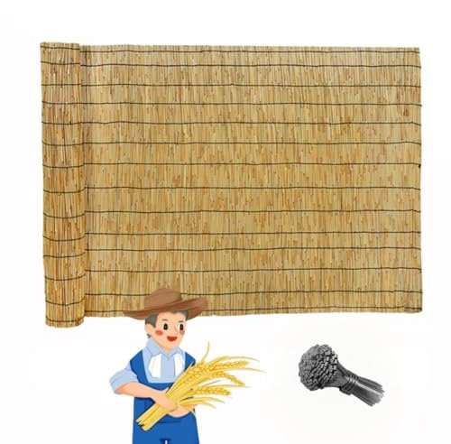 Valla de bambú Natural ocultacion Pantalla De JardíN Estera Caña Protección Visual Rollos de Vallas Decorativas Cercas De Caña para Techo Piscina 30-180cm(Natural)