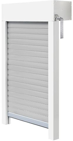 Schellenberg 39062 Kit de volet roulant pour fenêtre, système de volet roulant Mini PVC, 100 x 120 cm, blanc/gris, peut être raccourci en hauteur et largeur, avec isolation EPS et accessoires à monter