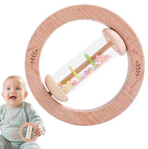 Mihauuke Holz Baby Rassel Regenmacher - Baby Rassel Mit Griff Zur Sinnesanregung Und Entwicklung | Frühes Werkzeug Zur Augenkoordination Und Förderung Für Kleinkinder