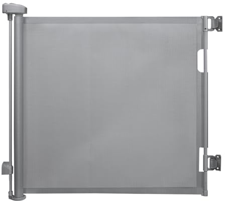 Retractable Baby & Pet Gate - Extends to 140cm Wide x 86cm Tall, One-Handed Operation for Doorways & Stairs | Indoor/Outdoor Safety Barrier for Children and Dogs (Grey)