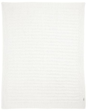 Mamas & Papas Nursery Small Knitted Blanket, White Stripe, 70 x 90 cm