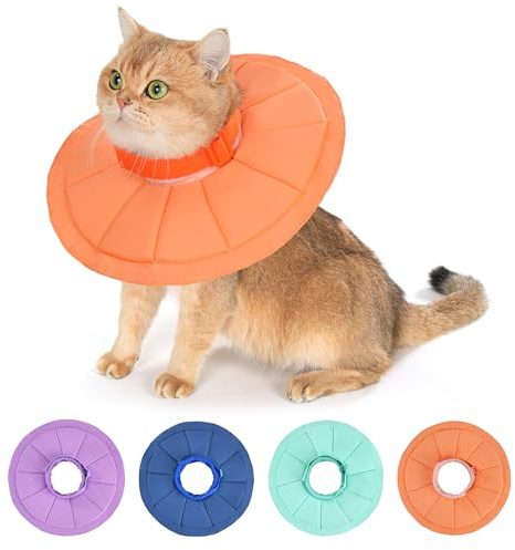 Avont Leicht Halskrause Katze, Halsband Einstellbar Leckschutz Kragen für Klein Hund Katze Nach Operation -L/Orange