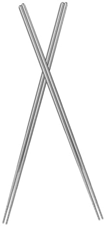 INOOMP Baguettes Longues Ensemble de 2 Paires en Acier Inoxydable Antidérapantes et Solides pour Cuisiner Nouilles et Plats Asiatiques , Friture Hot Pot