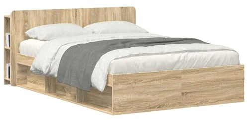 vidaXL Kopfteil Schrank mit Speicher Sonoma-Eiche Holzwerkstoff, Stylischer U-förmiger Holz-Kopfbereich, Multifunktionale Kommode, Moderne Möbel, Organisierer, Stauraumlösung