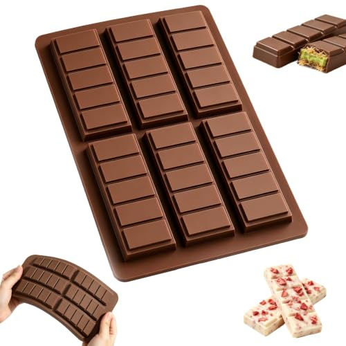 6 Cell 5 Section Chocolate Bar Moulds,Silicone Chocolate Mould for Wax Melt