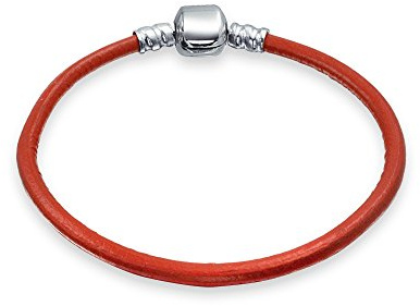 Bling Jewelry Bracelet En Cuir Véritable Rouge Démarreur Pour Femme Ados Perles Européennes Adapte Charme 925 Argent Sterling 6.5 Inch