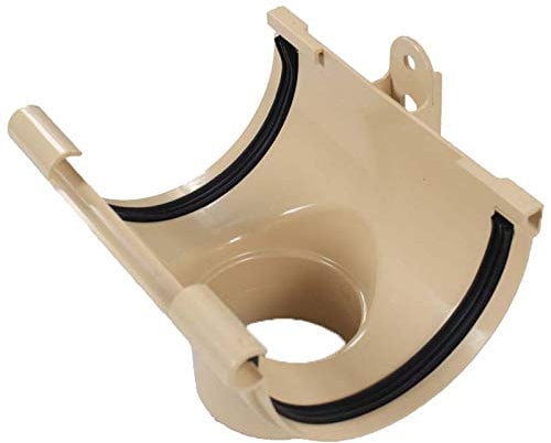 First Plast - Gouttière PVC 25 demi-ronde - Naissance centrale à joints montés PVC 25 sortie Ø80 - sable - First Plast