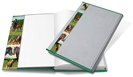 HERMA 21267 Buchumschläge 26,7 x 54 cm HERMÄX Design Pferd, 5 Stück, Buchhüllen mit Beschriftungsetikett und Kantenschutz aus abwischbarer Polypropylen-Folie, Buchschoner Set für Schulbücher, transparent