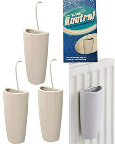 Set of 3 White Ceramic Humidifiers for Hanging on Radiator with S Hook