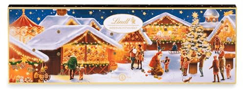 Lindt Schokolade Weihnachtsmarkt Adventskalender 2024 | 250 g | Adventskalender mit 24 süßen Überraschungen | Schokolade für die Weihnachtszeit | Schokoladen-Geschenk