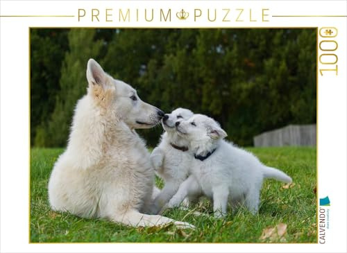 CALVENDO Puzzle EIN Motiv aus dem Kalender Weißer Schweizer Schäferhund - EIN Tag im Leben Einer Hundefamilie | 1000 Teile Lege-Größe 64 x 48 cm Foto-Puzzle für glückliche Stunden