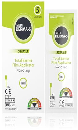 Medi Derma-S Silicone Barrier Film Applicators: Non-Sting, Long-Lasting Protection - 1ml x 5 Pack
