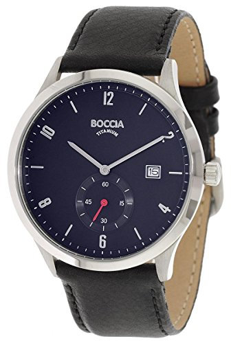 Boccia Herren Digital Quarz Uhr mit Leder Armband 3606-02