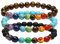 MILAKOO 3 Stücke 8mm Lava Rock 7 Chakren Perlen Armband Elastische Naturstein Yoga Armband Armreif