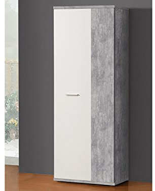 möbelando Schuhschrank Garderobenschrank Holzschrank Mehrzweckschrank Schrank Balu I Beton/Weiß