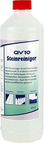 QV10 Steinreiniger Konzentrat | Reiniger für Asphalt, Beton, Fliesen, Pflaster, Klinker, Naturstein, Fliesen, Granit, Feinsteinzeug (1 Liter)