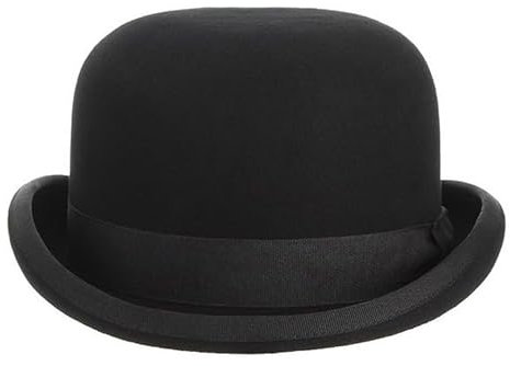 GEMVIE Schwarzer Derbyhut aus 100% Wolle in Theaterqualität für Herren und Damen, Vintage-Kostüme, Schwarz , 56/58 cm