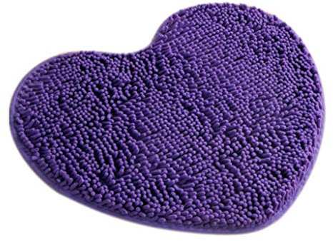 Tubayia Herz Form Fußmatte Badematte Badteppich Badvorleger Teppich für Badezimmer, Küche, Wohnzimmer (Lila, 50x60cm)