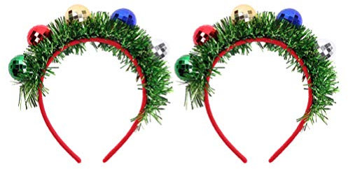 Amosfun 2 Stücke Weihnachten Haarreif mit Weihnachtskugeln Haarschmuck Kopfschmuck Kopfbedeckung für Erwachsene Kinder Party Weihnachtsbaum Kostüm Zubehör