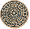 -LUXOR- living Teppich Mamda - Naturteppich in rund für Wohnzimmer und Schlafzimmer - Jute Teppich mit Ornamenten aus Jute und Baumwolle - Boho Teppich 120 cm rund