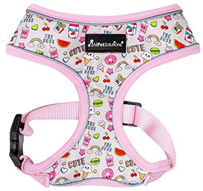 AllPetSolutions Dog Harness - Cool Pet Vest with Back D-Ring for Dog Lead Clips - Mesh Puppy Harness with Soft Padding - Training Stuff and Supplies for Small, Medium, Large Dogs - S, Grey Doughnuts