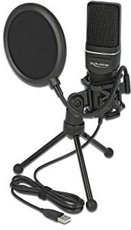 Delock USB Microphone PC Microphone Condenser Microphone Set - for Podcasting, Gaming and Video Conferencing, Plug & Play, for Windows, Mac, Chrome, Linux, 66331