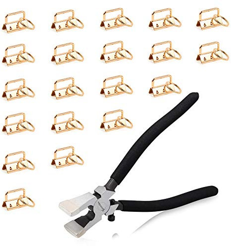 SPEEDWOX Juego de 20 llaveros con pinzas para romper vidrio, 1 par de puntas de goma para llavero, para correas de tela de 1,25 pulgadas