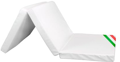 GHIOCUSCINI | Materasso Pieghevole per Bambini, 120 x 60 cm, Alto 5 cm, Tessuto Gabardina BIANCO Lavabile, Imbottitura Waterfoam, Made in Italy a Norma EN16890:2017