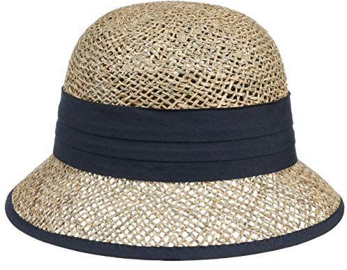 Seeberger Seegras Strohglocke Sommerhut Sonnenhut Strandhut Gartenhut Damenhut Glockenhut (One Size - blau)