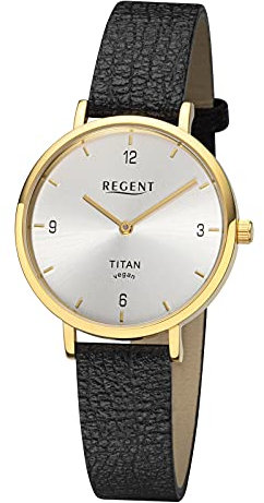 Regent Damenuhr mit veganem nachhaltigen Lederband 33 MM Titan Gehäuse Quarz BA-691