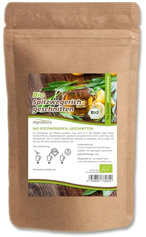 Mynatura Bio Spitzwegerich geschnitten I Getrocknet I Tee I Lungenblatt I Kräutertee I Naturprodukt I Kräuter I Im Beutel (500g)