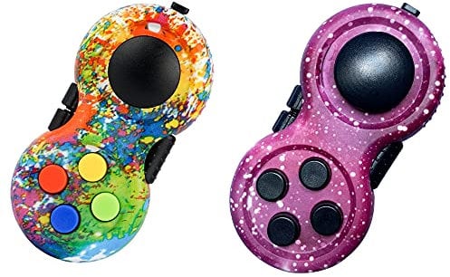 Topways Fidget Pad Controller, Gamepad Zappeln Spielzeug Stressreduzierer Spielzeug Geschenk lindert Stress und Angstspielzeug für ADD ADHS Autismus Kinder und Erwachsene (Graffiti + Galaxie-Purpur)