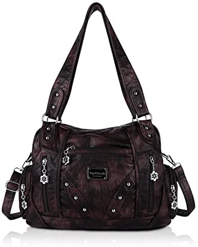 Angel Barcelo Geräumige modische Hobo Damen-Handtasche, Damen-Geldbörse, Umhängetasche, Ledertasche, Kaffee, Einheitsgröße