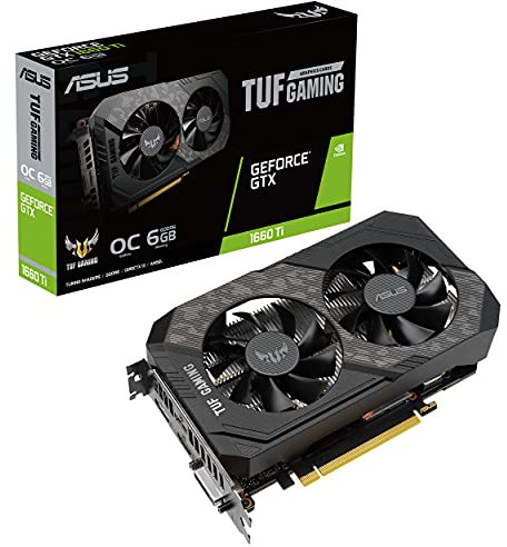 ASUS TUF Gaming NVIDIA GeForce GTX 1660 Ti EVO OC Edition Graphics Card (PCIe 3.0, 6GB GDDR6, HDMI 2.0b, DisplayPort 1.4, Space-Grade Lubricant, Compact Design, GPU Tweak II)