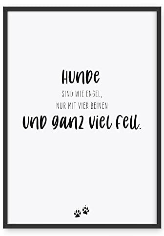 Donari ® Poster mit Hundesprüchen in A3 ohne Rahmen • Wanddeko in Schwarz Weiß für Wohn- & Schlafzimmer • Geschenk für Tierbesitzer (A3, Hund - Fell)