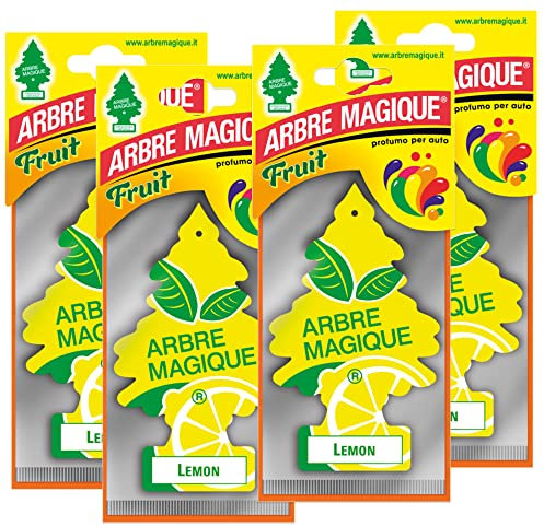 Arbre Magique Mono, Profumatore Auto, Fragranza Limone, Profumazione Fresca e Fruttata, Durata fino a 7 Settimane, Made in Italy, Confezione da 4 Pezzi