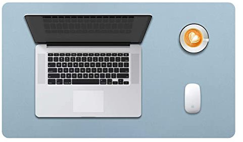 Desk Pad Large, DOBAOJIA Desk Mat, Laptop Mat, Writing Pad, Desk Blotter, Extended Mouse Mat, Large Mouse Pad for Office/Home, PU Leather Waterproof +Suede Non-Slip 23.6 X 13.8 (Greyish Blue)
