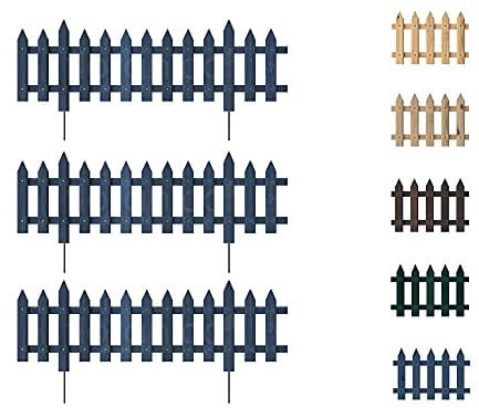 Floranica 3 STK Gartenzaun Vorgartenzaun Steckzaun Friesenzaun Zierzaun Lattenzaun 100 cm lang mit Metallpfosten Zaun für Vorgarten Gemüsebeete Höhe 20cm Anthrazit