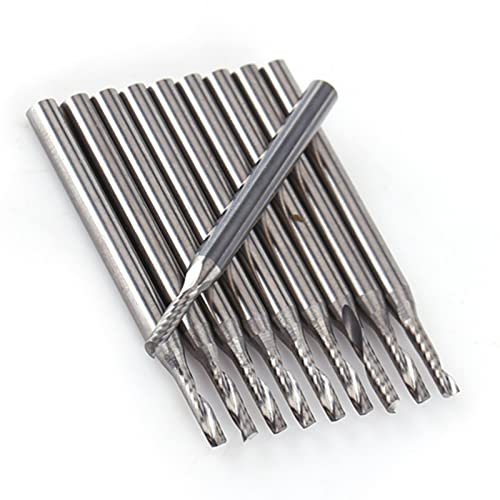 10 Stück 3,175 Mm 1/8 Zoll Schaft Einzeln 10 Stück Fräser Flöte Spiralbohrer Hartmetall Splitter Schaftfräser CNC PVC MDF Gravurwerkzeuge 2 Mm Schneide