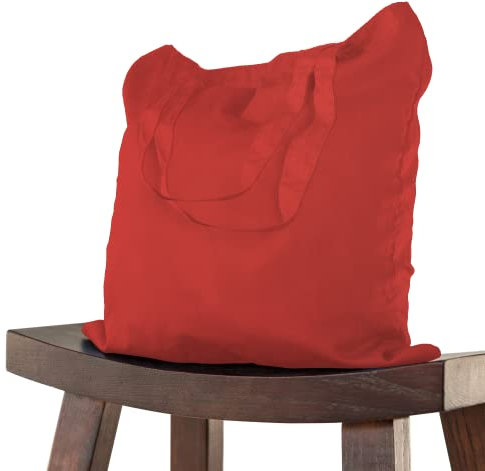 ELES VIDA Baumwolltasche 38x42 cm unbedruckt, zwei lange Henkel OEKO-TEX® Stofftasche, Tragetasche, Baumwollbeutel, Einkaufstasche, Jutebeutel, Stoffbeutel Einkaufsbeutel Natur in Rot
