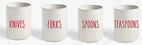 Knives, Forks, Spoons, Teaspoons, Vinyl Sticker Decal Labels for Jars, Containers, Kitchen, Drawer, Pantry Organisation (Small - 3cm Tall Capital Letter Height, Navy Blue)