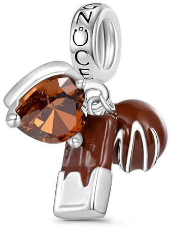 GNOCE Charm Anhänger Süßer Schokoladen Dreifach Anhänger 925 Schmuck Geschenk Fit Schlange Kette Armbänder Halskette für Frauen Mädchen
