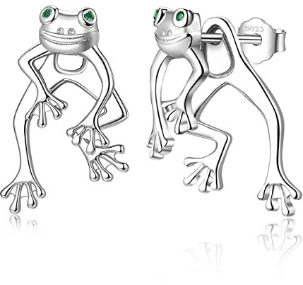 Frosch Ohrringe Damen 925 Sterling Silber Spaß süß Zwei Wege Frosch Ohrstecker Schmuck Geschenke für Damen Mädchen Kinder