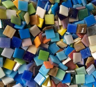 Mosaik Steine,Glas Mosaiksteine 100 g Magic Colors 15 x 15 mm quadratische Glasmosaikfliesen for DIY-Kunsthandwerk, Kristallglasfliesen, kreatives Kunstmaterial (Color : Q, Size : 1.5cm*1.5cm)
